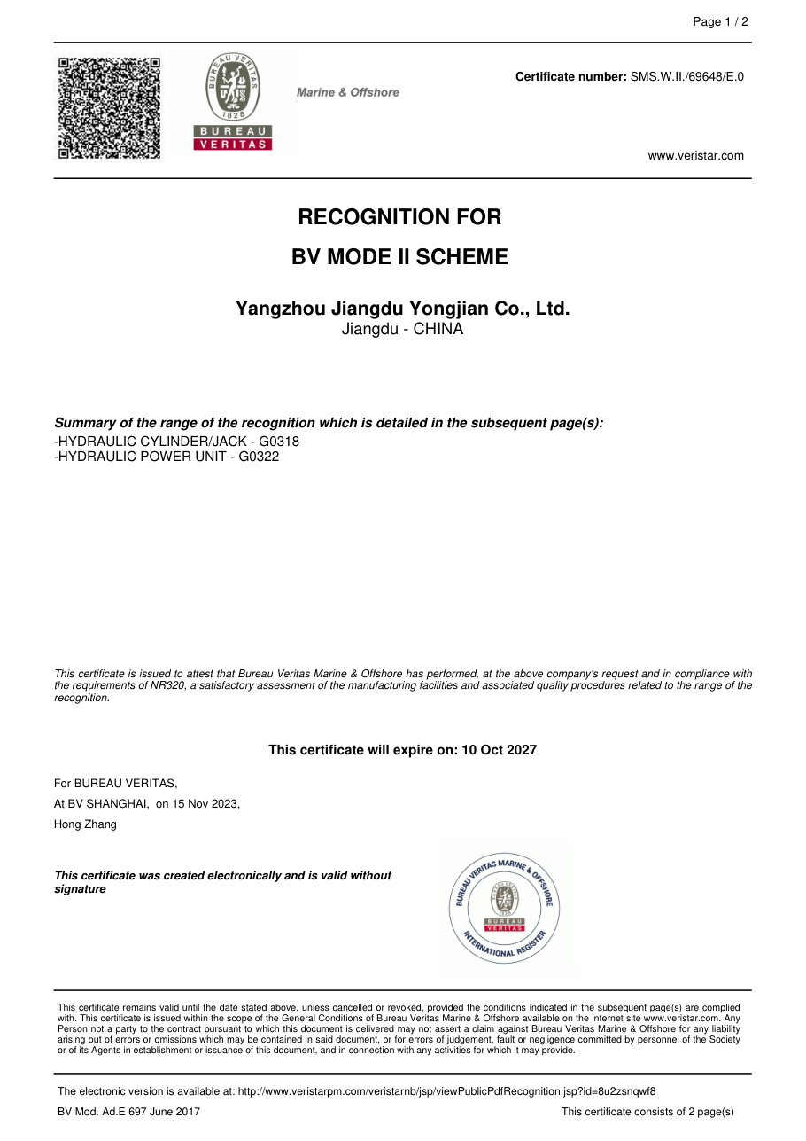 Bureau Veritas Mode II Recognition